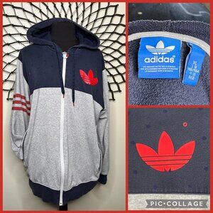 Adidas Originals Colorblock w/Accents Three Stripe Full-Zip Hoodie Womens XL